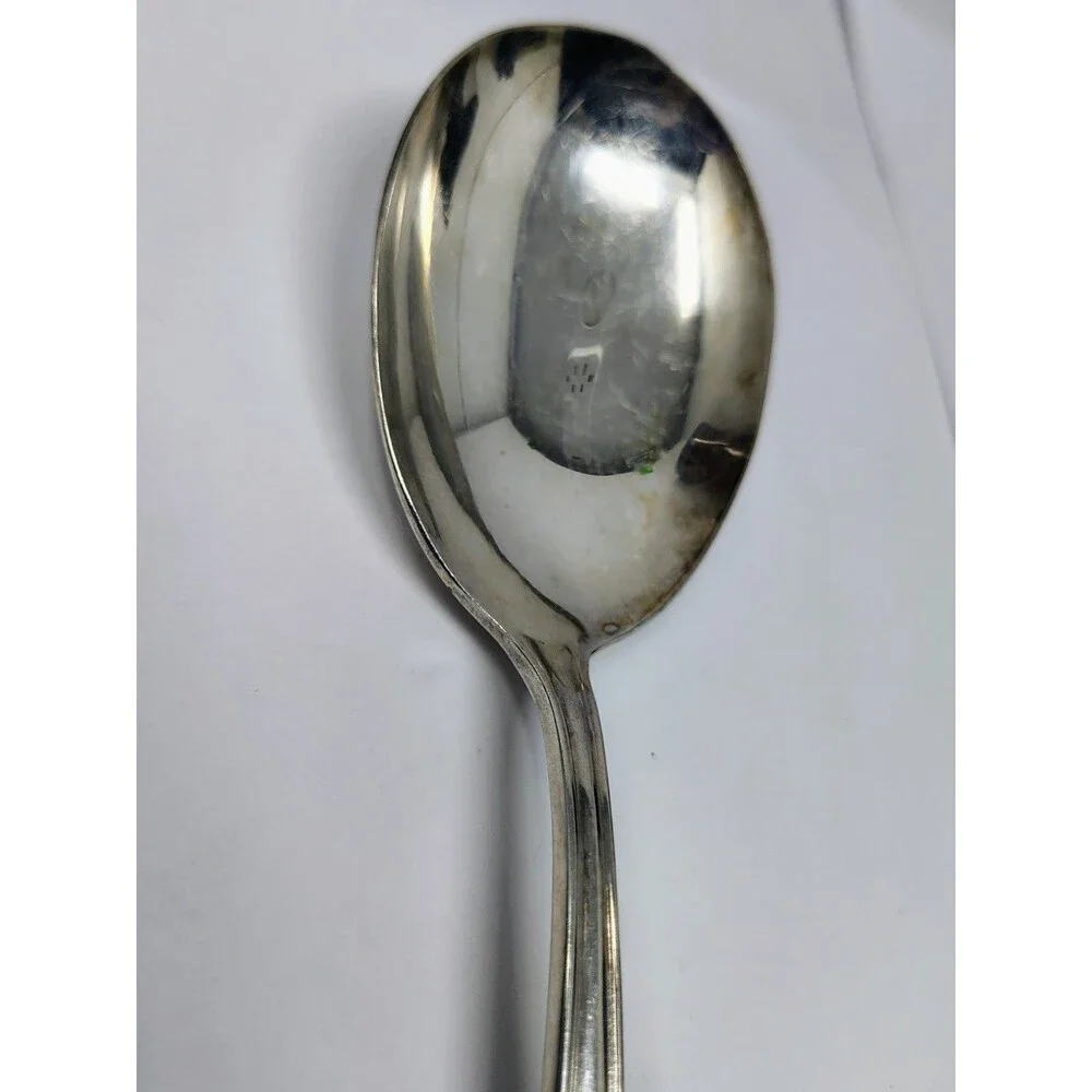Old Company Plate Signature Rose Serving Spoon & Meat Fork 8” Mono S